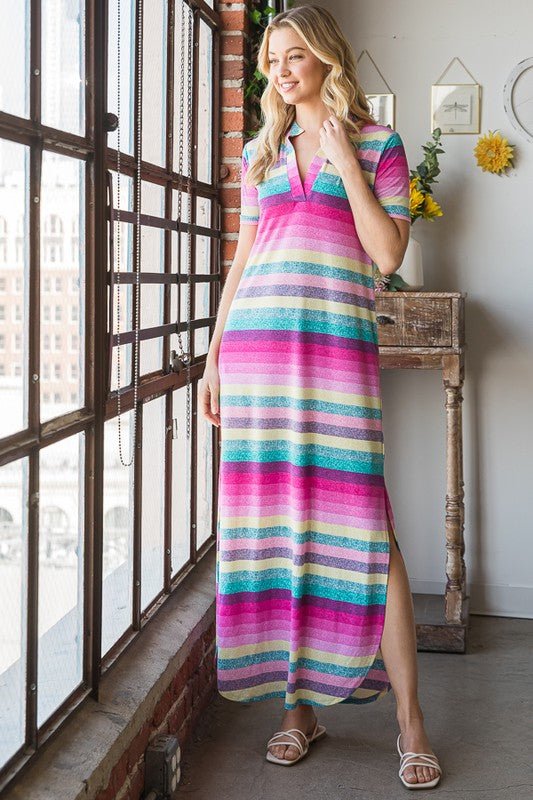 Heimish Full Size Striped Short Sleeve Maxi Tee Dress Plus Size - Ormond Beach BoutiqueTrendsiOrmond Beach Boutique60d82e48 - 0521 - 40a2 - a669 - 165c98323683 - Max100100626031467100100626031467Pink MultiS