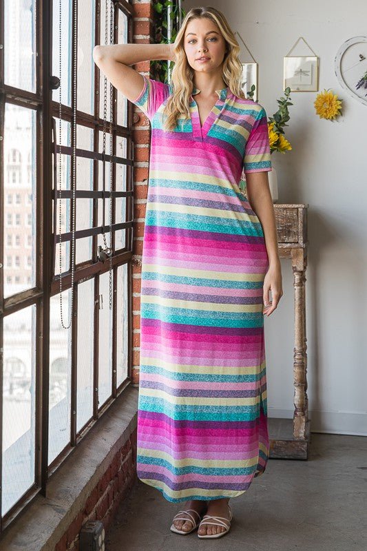 Heimish Full Size Striped Short Sleeve Maxi Tee Dress Plus Size - Ormond Beach BoutiqueTrendsiOrmond Beach Boutique31d25ca6 - 3645 - 4a03 - 9f25 - 15356bca1427 - Max100100626031467100100626031467Pink MultiS