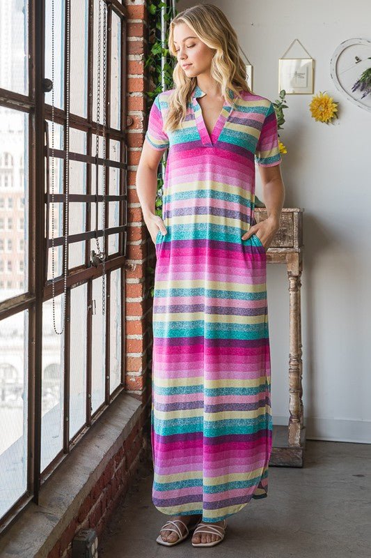 Heimish Full Size Striped Short Sleeve Maxi Tee Dress Plus Size - Ormond Beach BoutiqueTrendsiOrmond Beach Boutique357d15bd - 5b53 - 4994 - ba0e - b8e36b5b2132 - Max100100626031467100100626031467Pink MultiS