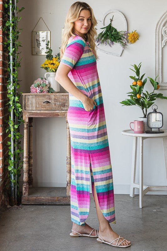 Heimish Full Size Striped Short Sleeve Maxi Tee Dress Plus Size - Ormond Beach BoutiqueTrendsiOrmond Beach Boutique4d2bd4cf - 2de3 - 47cb - a356 - 01a89ee98434 - Max100100626031467100100626031467Pink MultiS