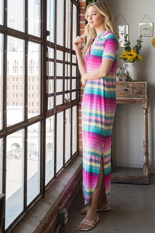 Heimish Full Size Striped Short Sleeve Maxi Tee Dress Plus Size - Ormond Beach BoutiqueTrendsiOrmond Beach Boutiquea4b09e72 - cd14 - 4fb7 - 8129 - 62724badfafd - Max100100626031467100100626031467Pink MultiS