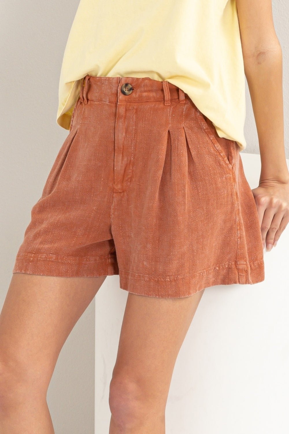 HYFVE High Waist Pleated Linen Shorts - Ormond Beach Boutique