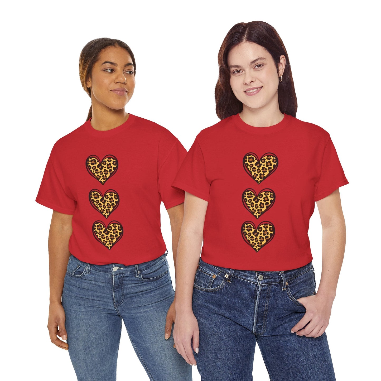 Leopard Heart Unisex Heavy Cotton Tee - Trendy Casual Wear for Animal Lovers - Ormond Beach Boutique