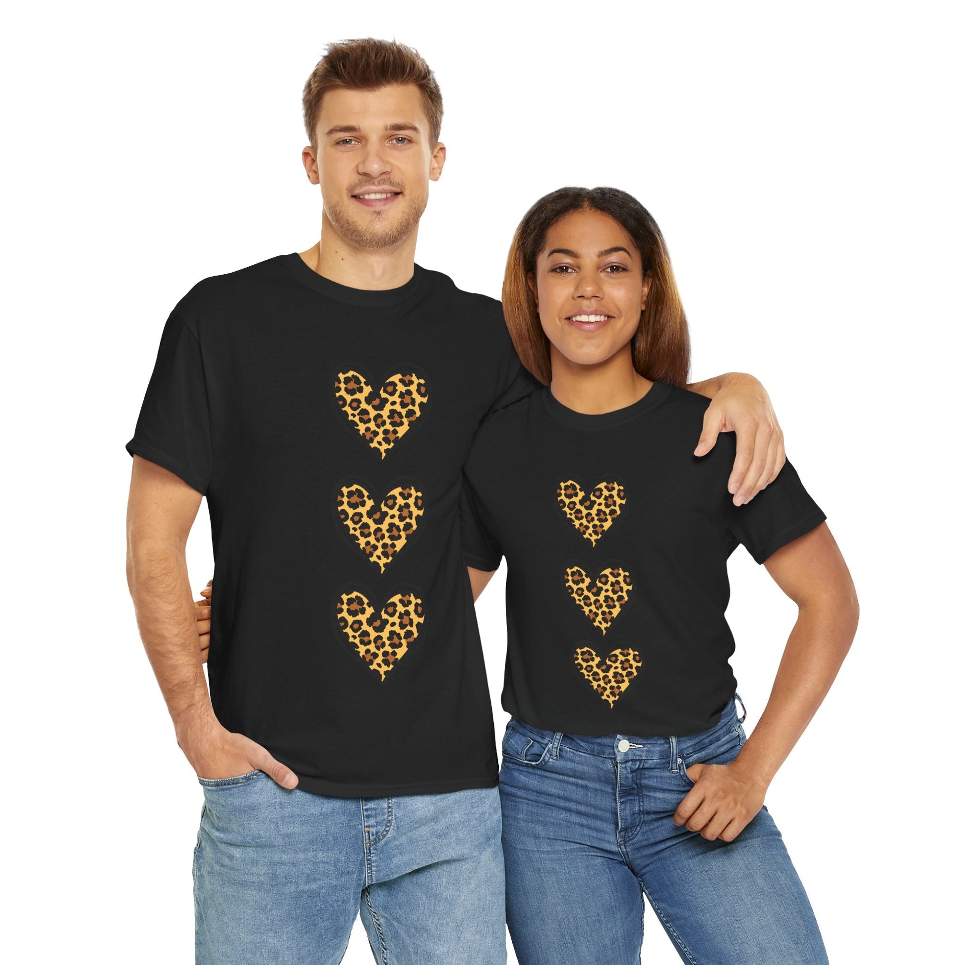 Leopard Heart Unisex Heavy Cotton Tee - Trendy Casual Wear for Animal Lovers - Ormond Beach Boutique