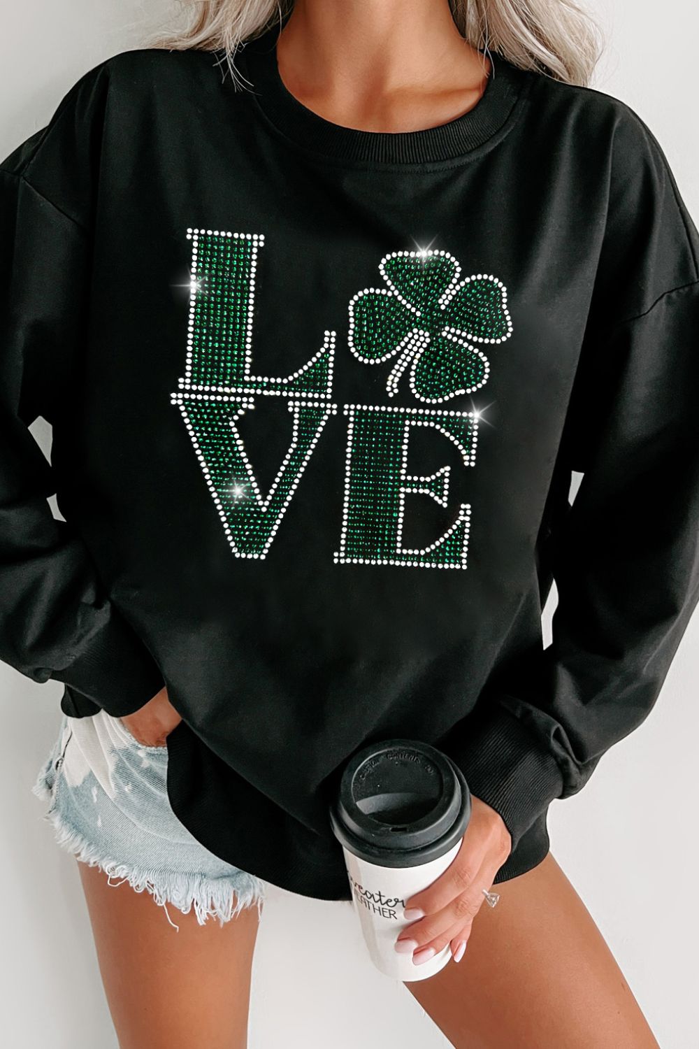 LOVE Rhinestone Clover Round Neck Sweatshirt - Ormond Beach BoutiqueTrendsiOrmond Beach Boutique7b75097e - 00a5 - 46d7 - 9398 - 4662a74bb7c1 - Max100100864382890100100864382890BlackXL