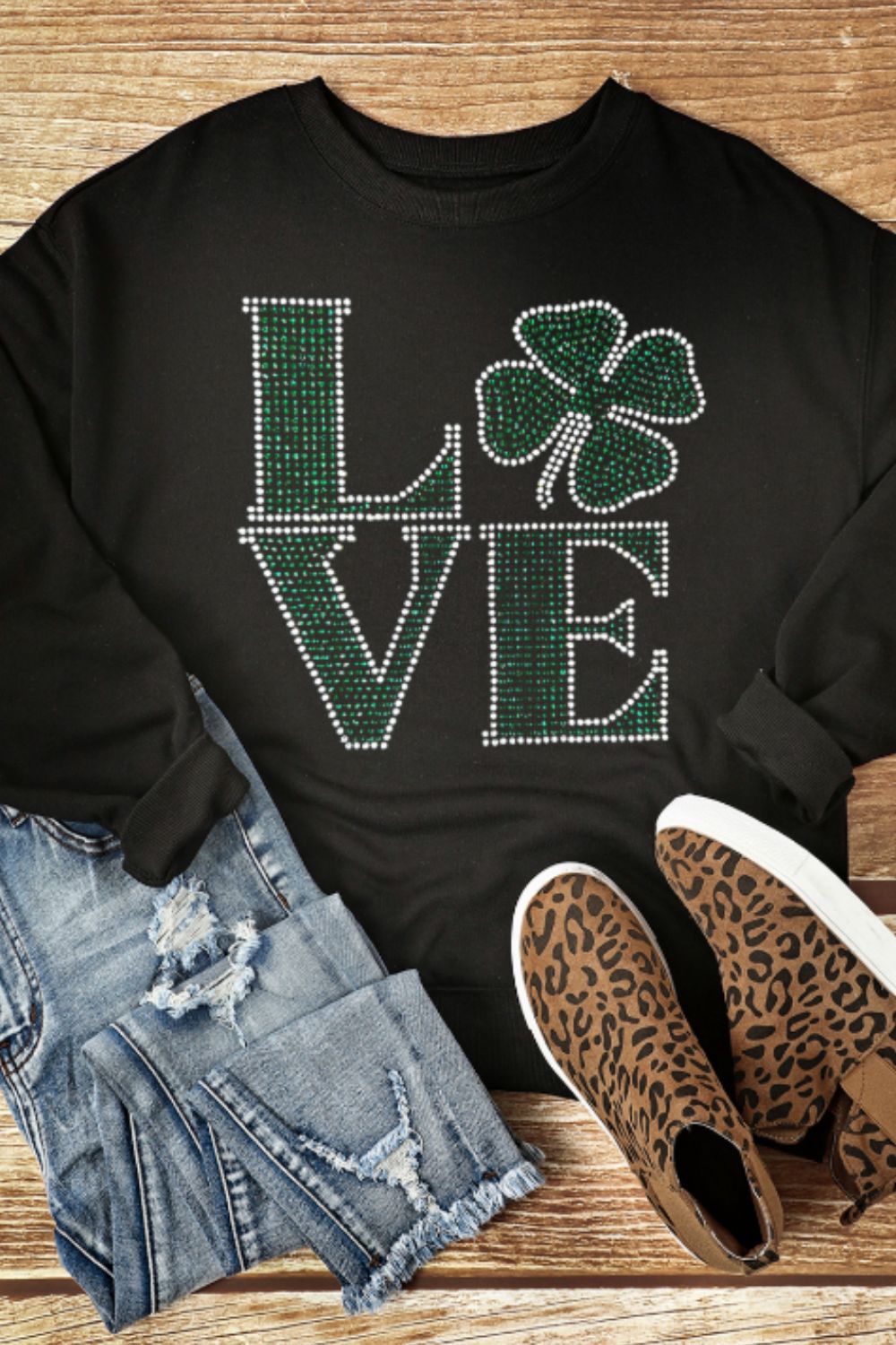 LOVE Rhinestone Clover Round Neck Sweatshirt - Ormond Beach BoutiqueTrendsiOrmond Beach Boutique38c5aaae - 14e4 - 454d - b1c7 - 5c3766535adb - Max100100864382890100100864382890BlackXL