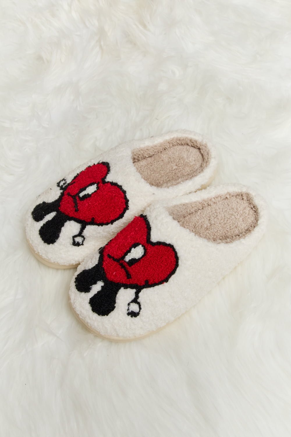 Melody Love Heart Print Plush Slippers - Ormond Beach Boutique