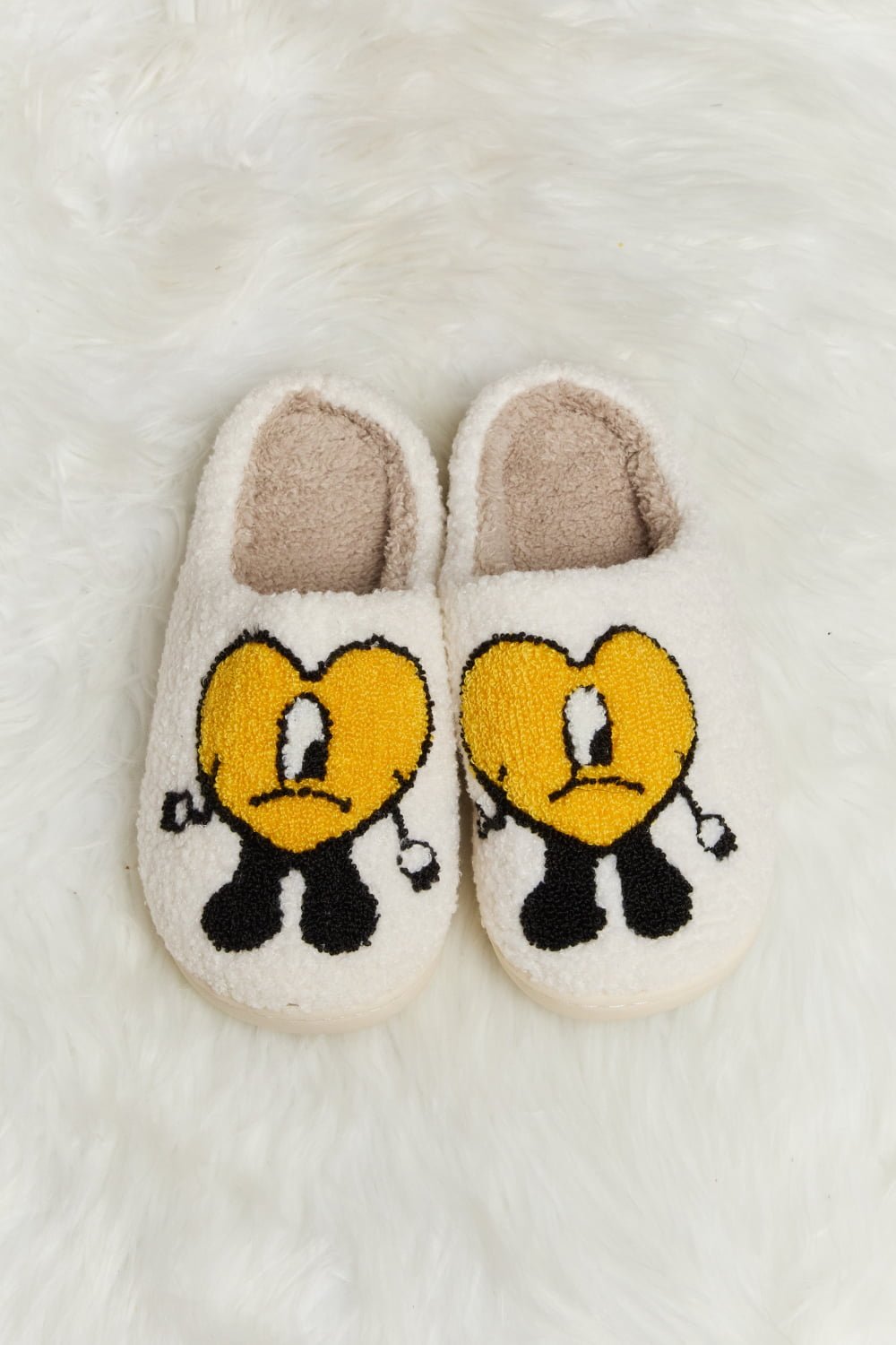 Melody Love Heart Print Plush Slippers - Ormond Beach Boutique