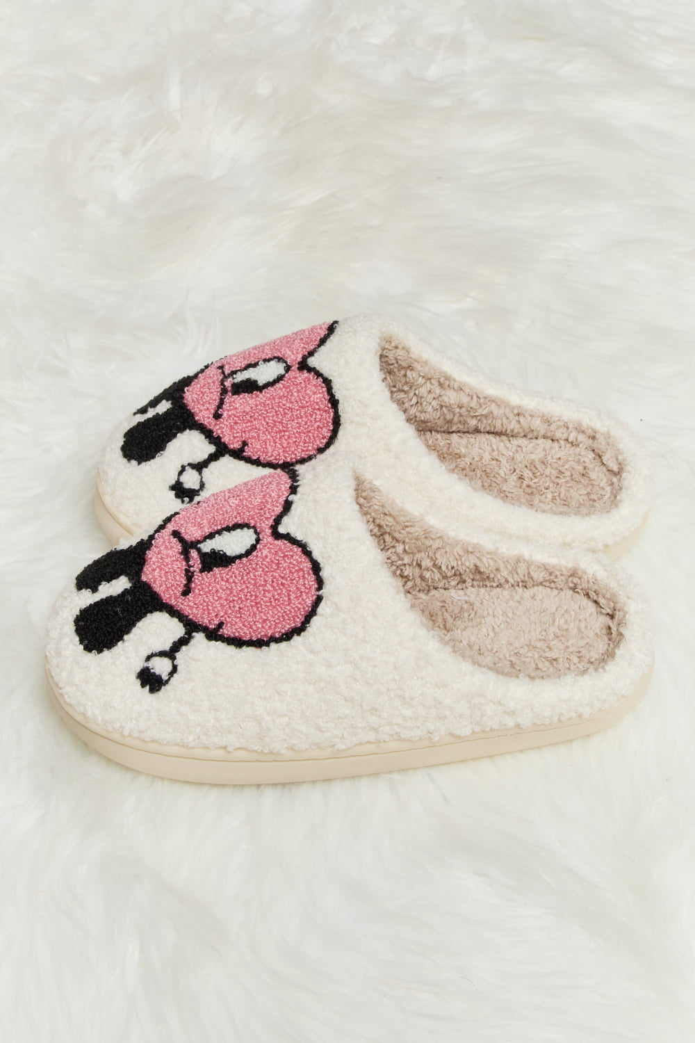 Melody Love Heart Print Plush Slippers - Ormond Beach Boutique