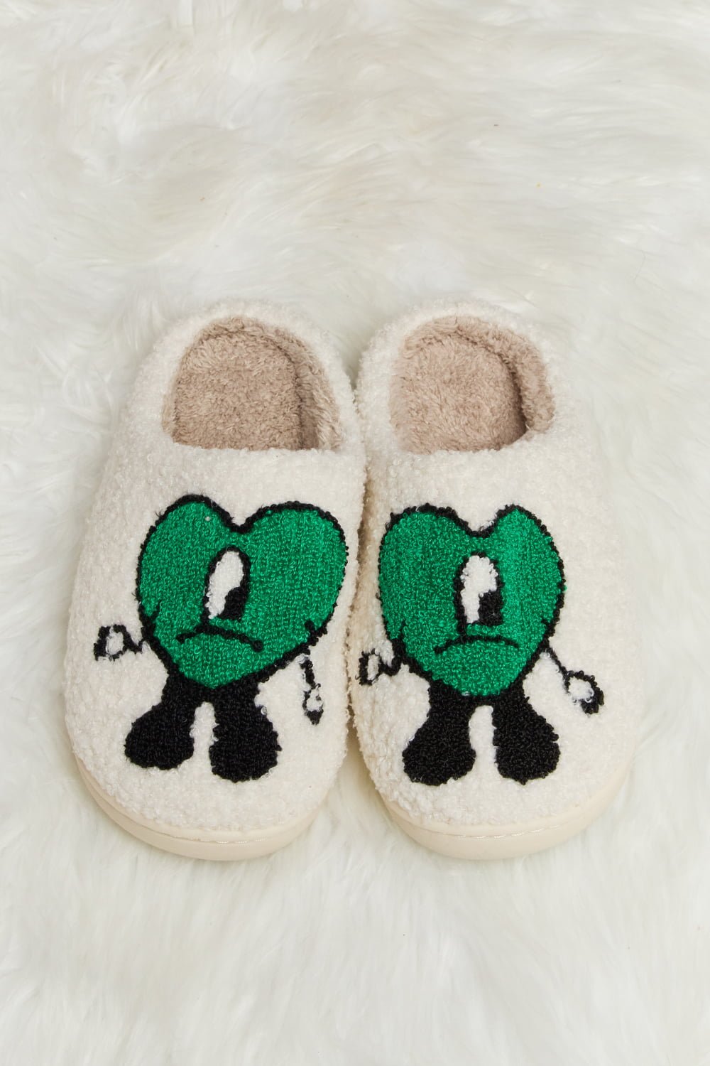 Melody Love Heart Print Plush Slippers - Ormond Beach Boutique