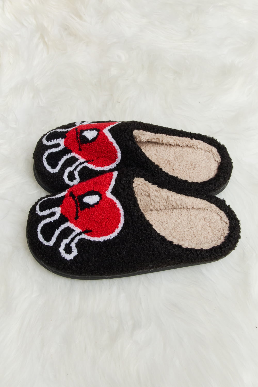 Melody Love Heart Print Plush Slippers - Ormond Beach Boutique