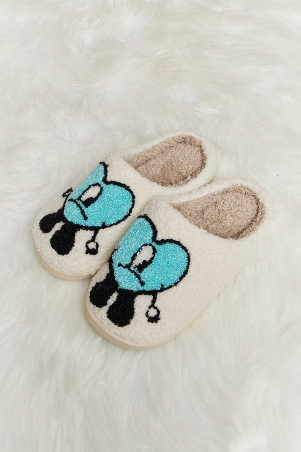 Melody Love Heart Print Plush Slippers - Ormond Beach Boutique