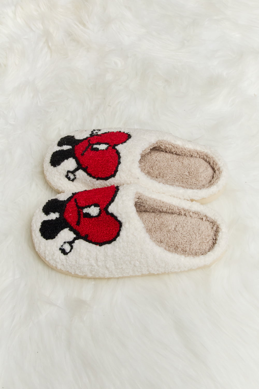 Melody Love Heart Print Plush Slippers - Ormond Beach Boutique