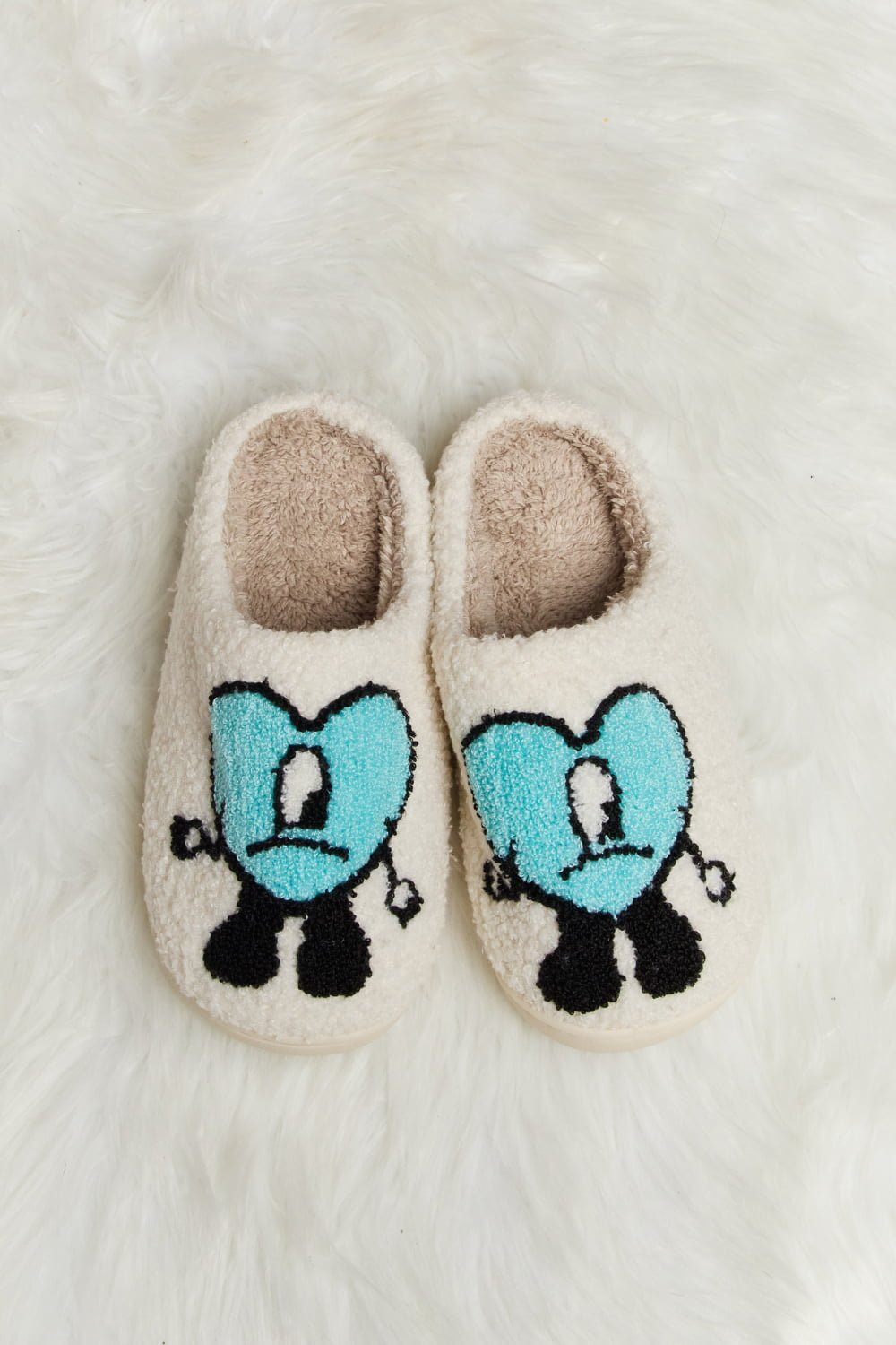 Melody Love Heart Print Plush Slippers - Ormond Beach Boutique