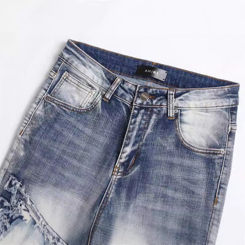 Men's Hole Patch Blue Small Feet Jeans - Ormond Beach Boutique