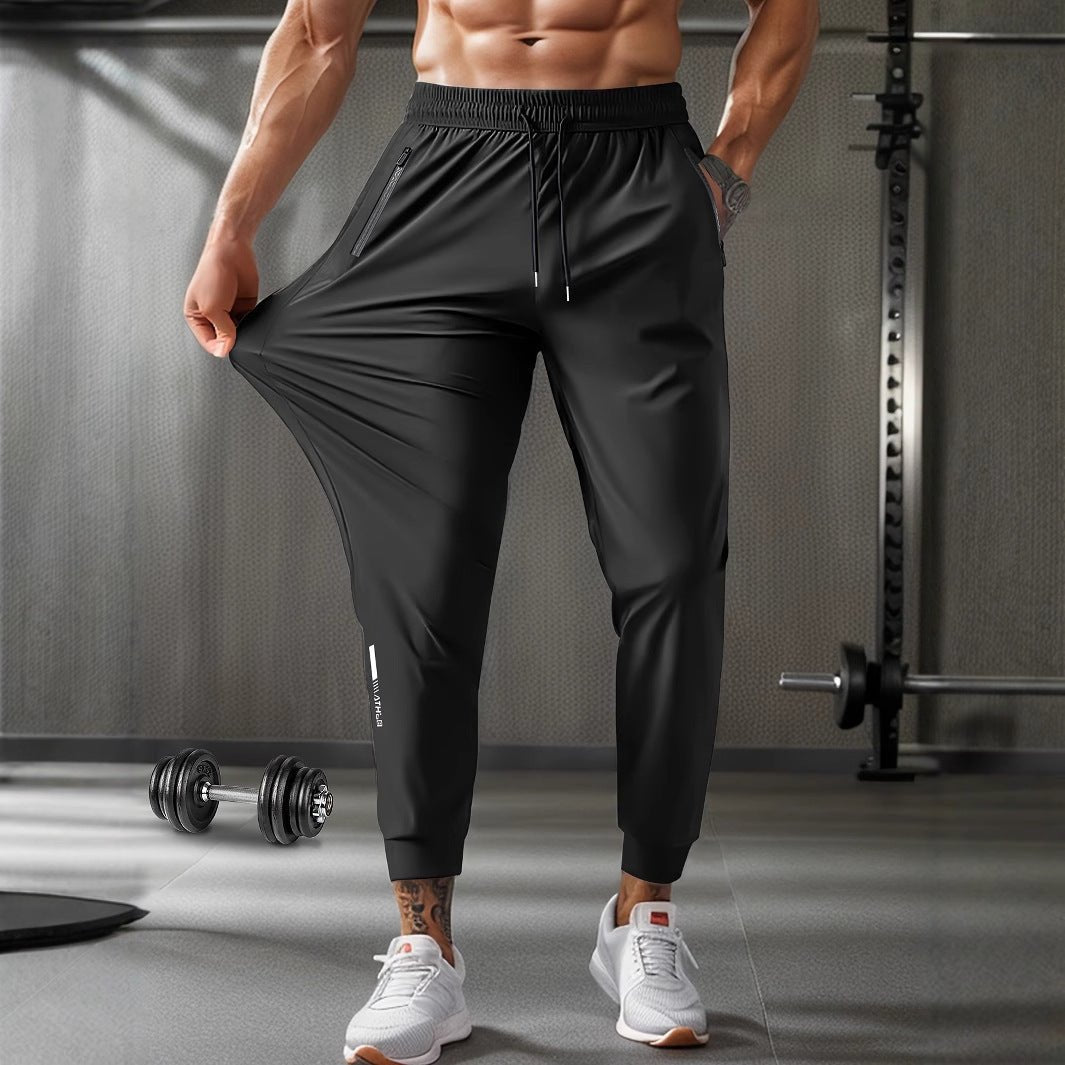 Men's Running Pants Ice Silk Summer Quick - drying Training Fitness Zipper Dungarees - Ormond Beach Boutique