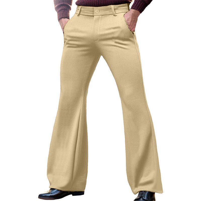 Men's Solid Color Stretch Slim Fit Oblique Socket Fashion Flared Pants - Ormond Beach Boutique