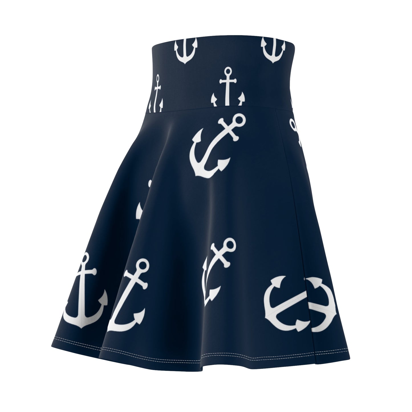 Nautical Women's Skater Skirt - Anchor Pattern for Summer Outings - Ormond Beach Boutique