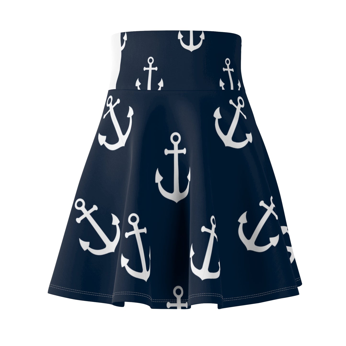 Nautical Women's Skater Skirt - Anchor Pattern for Summer Outings - Ormond Beach Boutique