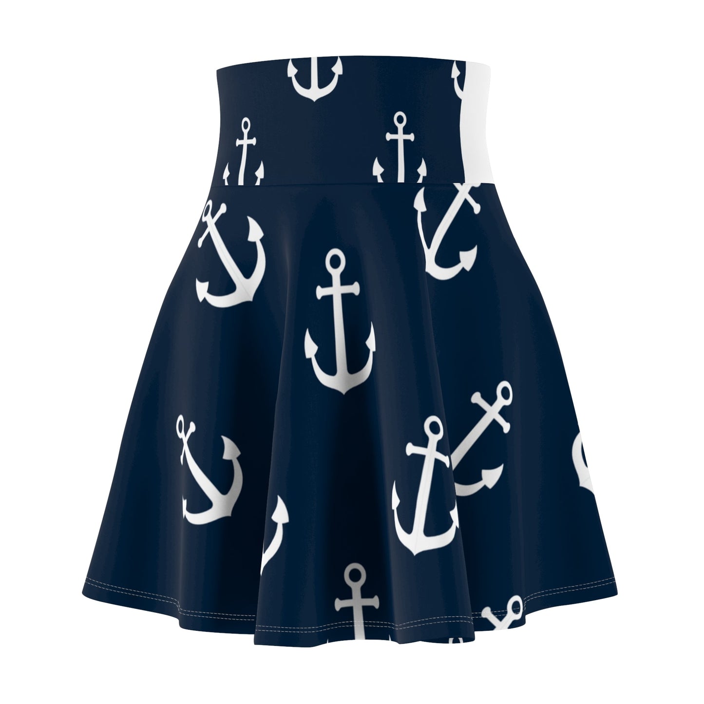 Nautical Women's Skater Skirt - Anchor Pattern for Summer Outings - Ormond Beach Boutique