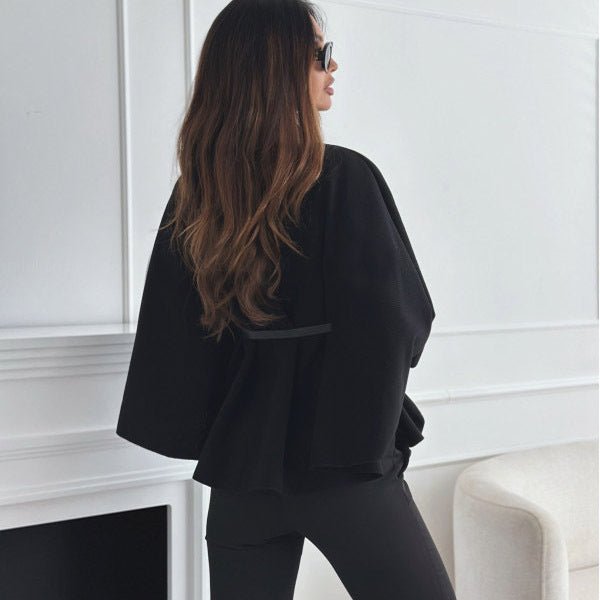 New Stand Collar Batwing Sleeves Cloak Top With Belt Ins Fashion Temperament Jacket Woolen Sweater Outwear For Women Clothing - Ormond Beach Boutique