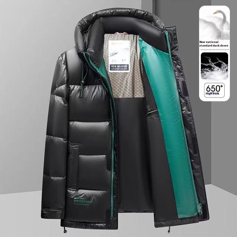 New Winter Down Jacket Men's Duck Down Cold - proof Black Gold Graphene Disposable Hooded Jacket - Ormond Beach Boutique