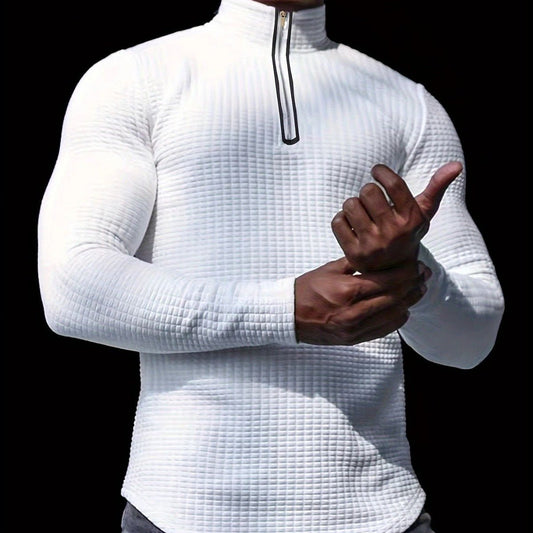 Outdoor Stand Collar Half Zip Training T-shirt Waffle Sports Bottoming Shirt - Ormond Beach Boutique