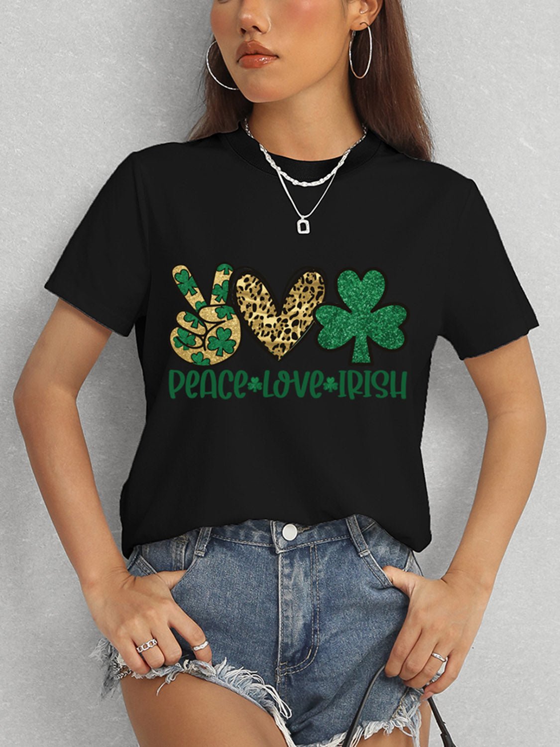 PEACE LOVE IRISH Round Neck Short Sleeve T-Shirt - Ormond Beach Boutique