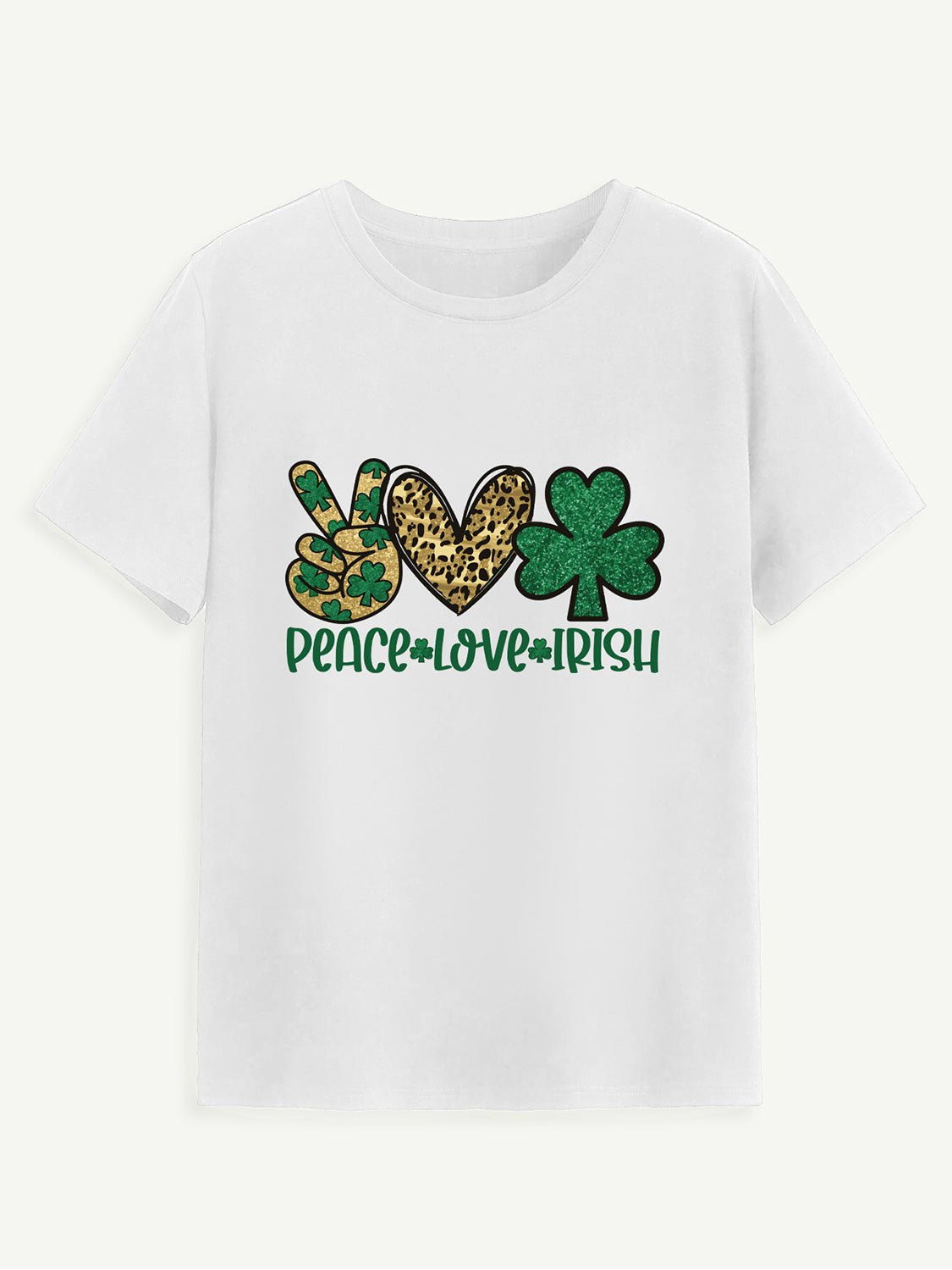 PEACE LOVE IRISH Round Neck Short Sleeve T-Shirt - Ormond Beach Boutique