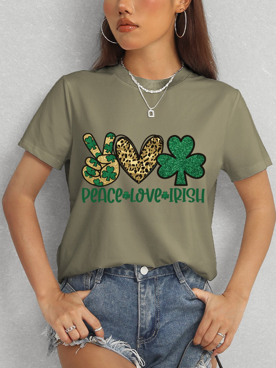 PEACE LOVE IRISH Round Neck Short Sleeve T-Shirt - Ormond Beach Boutique