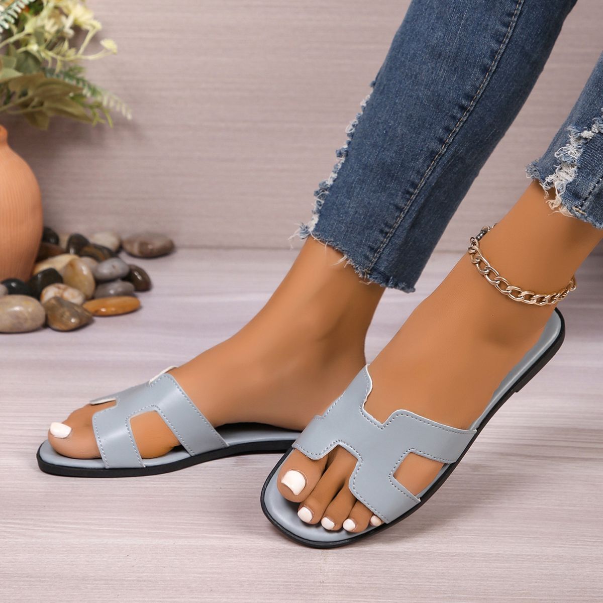 PU Leather Flat Sandals - Ormond Beach BoutiqueTrendsiOrmond Beach Boutiquef281390f - fe26 - 4347 - bc78 - 75929847e3f6 - Max100600396444119100600396444119Light Blue36(US5)