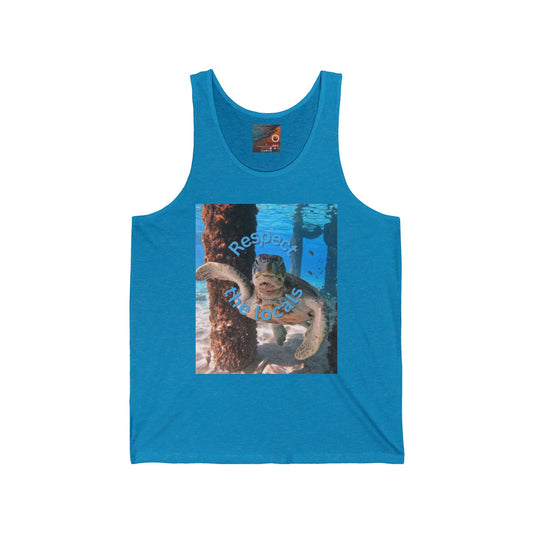 Respect the Locals, Turtle, Unisex Jersey Tank - Ormond Beach Boutique