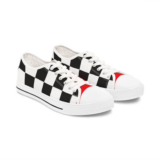 Retro Checkered Low Top Sneakers for Women - Stylish & Comfortable Footwear - Ormond Beach Boutique