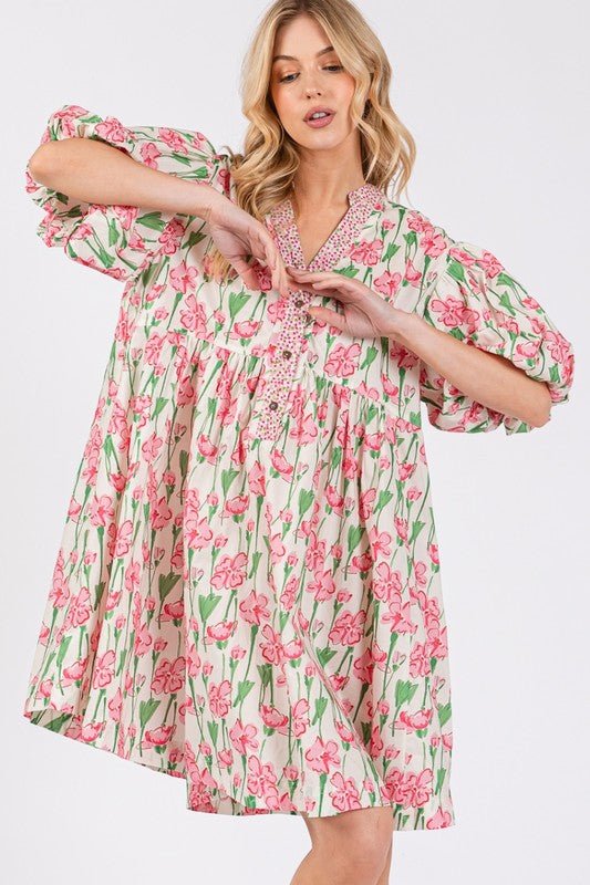 SAGE + FIG Floral Half Button Notched Puff Sleeve Dress - Ormond Beach BoutiqueTrendsiOrmond Beach Boutiquef0c8effe - a5a4 - 4a4b - b53d - 6385a0efbf14 - Max100100198591339100100198591339PinkS