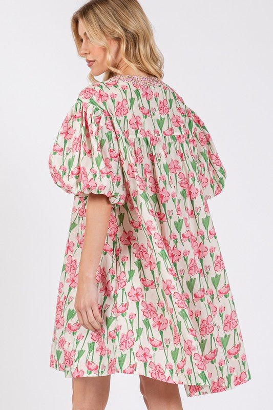 SAGE + FIG Floral Half Button Notched Puff Sleeve Dress - Ormond Beach BoutiqueTrendsiOrmond Beach Boutiqueaf01014d - 459d - 4e09 - be16 - b2b10b356edc - Max100100198591339100100198591339PinkS