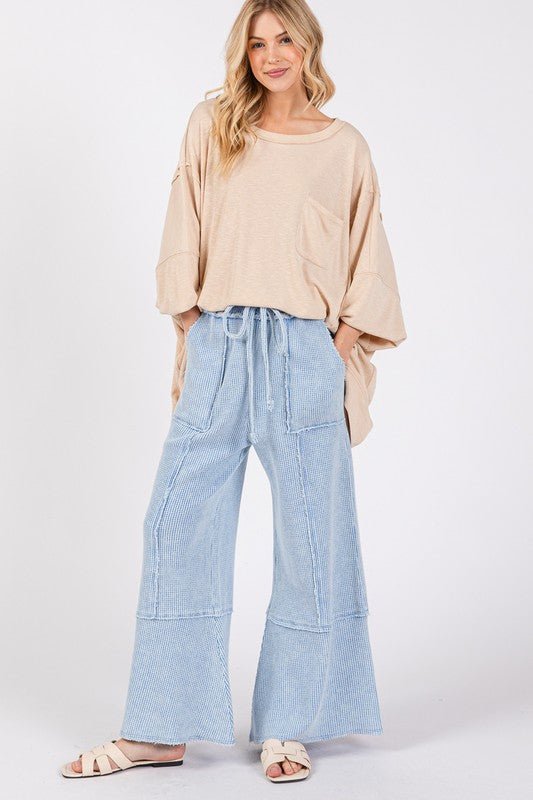 SAGE + FIG Waffle Textured Wide Leg Mineral Washed Pants - Ormond Beach BoutiqueTrendsiOrmond Beach Boutiqueed5e111c - 70b0 - 41c9 - 9aa6 - 17123e95d79d - Max100100440661895100100440661895Light BlueS