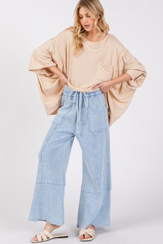 SAGE + FIG Waffle Textured Wide Leg Mineral Washed Pants - Ormond Beach BoutiqueTrendsiOrmond Beach Boutique84eea0bd - 702c - 4513 - a3f4 - 37428c0fc03a - Max100100440661895100100440661895Light BlueS