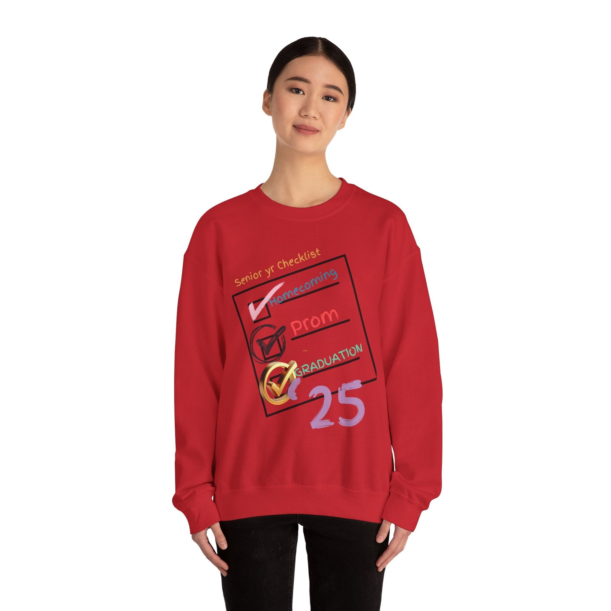 Senior Year Checklist Crewneck Sweatshirt - Perfect for Graduation and Prom Celebrations - Ormond Beach Boutique