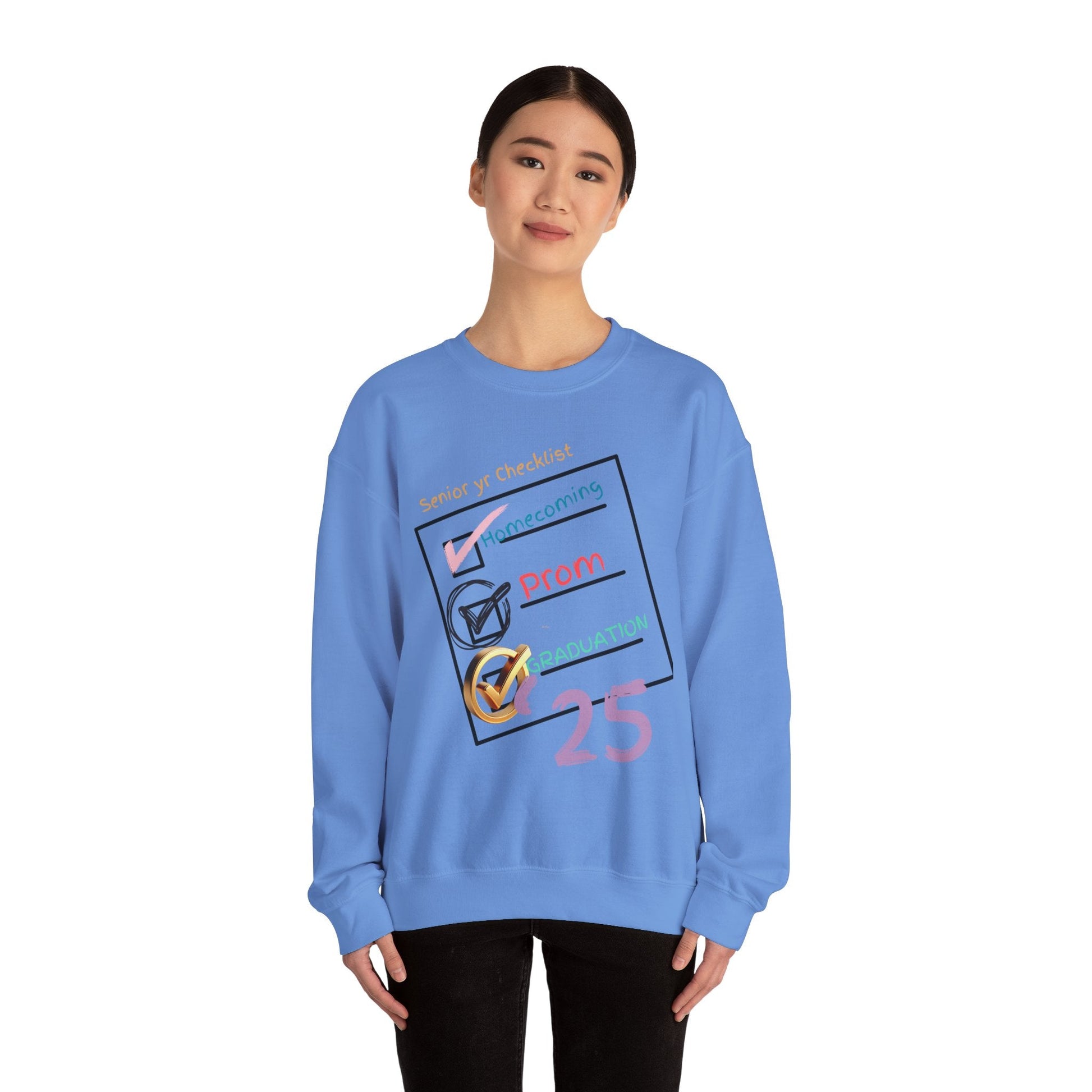 Senior Year Checklist Crewneck Sweatshirt - Perfect for Graduation and Prom Celebrations - Ormond Beach Boutique