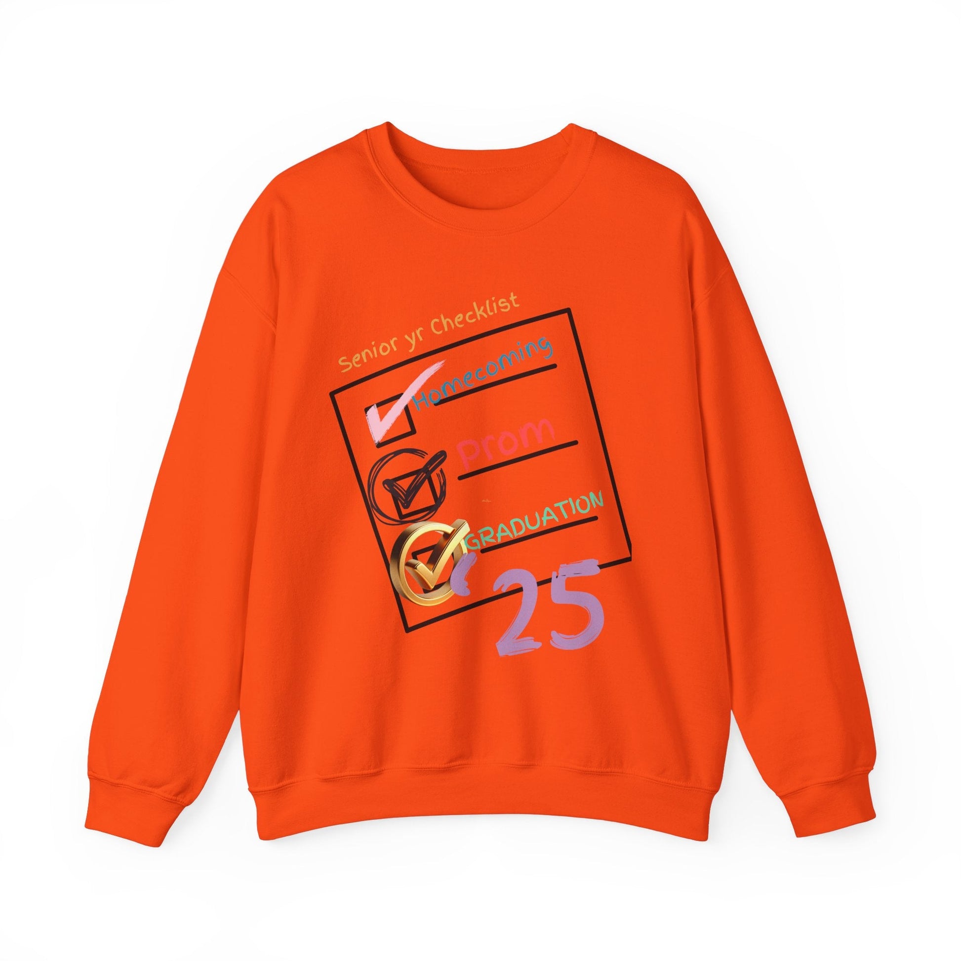 Senior Year Checklist Crewneck Sweatshirt - Perfect for Graduation and Prom Celebrations - Ormond Beach Boutique