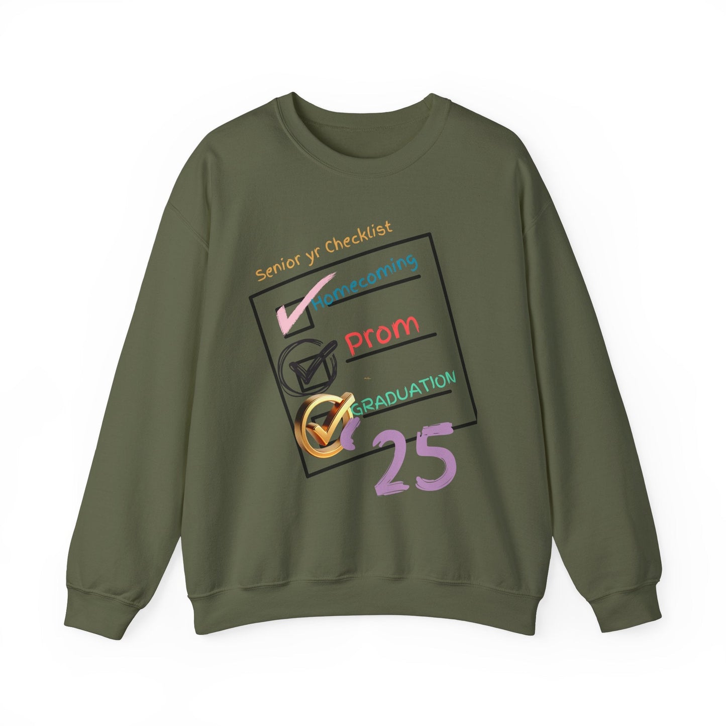 Senior Year Checklist Crewneck Sweatshirt - Perfect for Graduation and Prom Celebrations - Ormond Beach Boutique