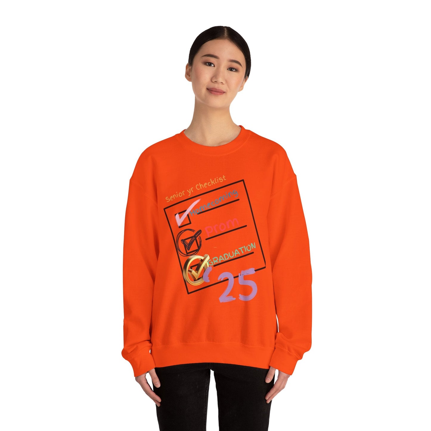 Senior Year Checklist Crewneck Sweatshirt - Perfect for Graduation and Prom Celebrations - Ormond Beach Boutique