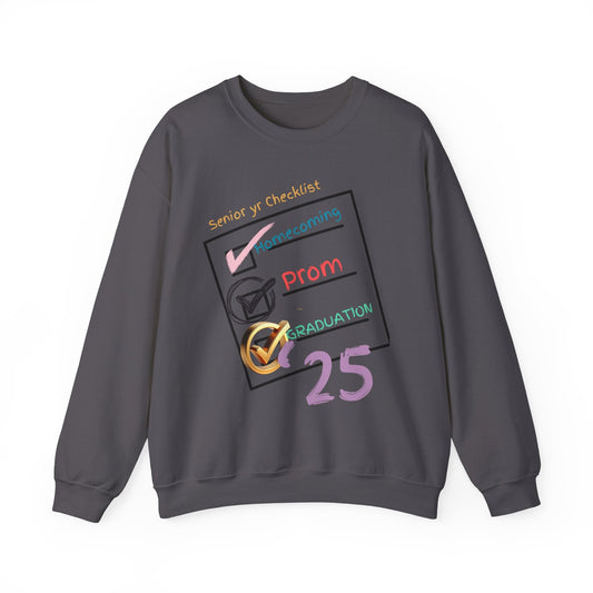 Senior Year Checklist Crewneck Sweatshirt - Perfect for Graduation and Prom Celebrations - Ormond Beach Boutique