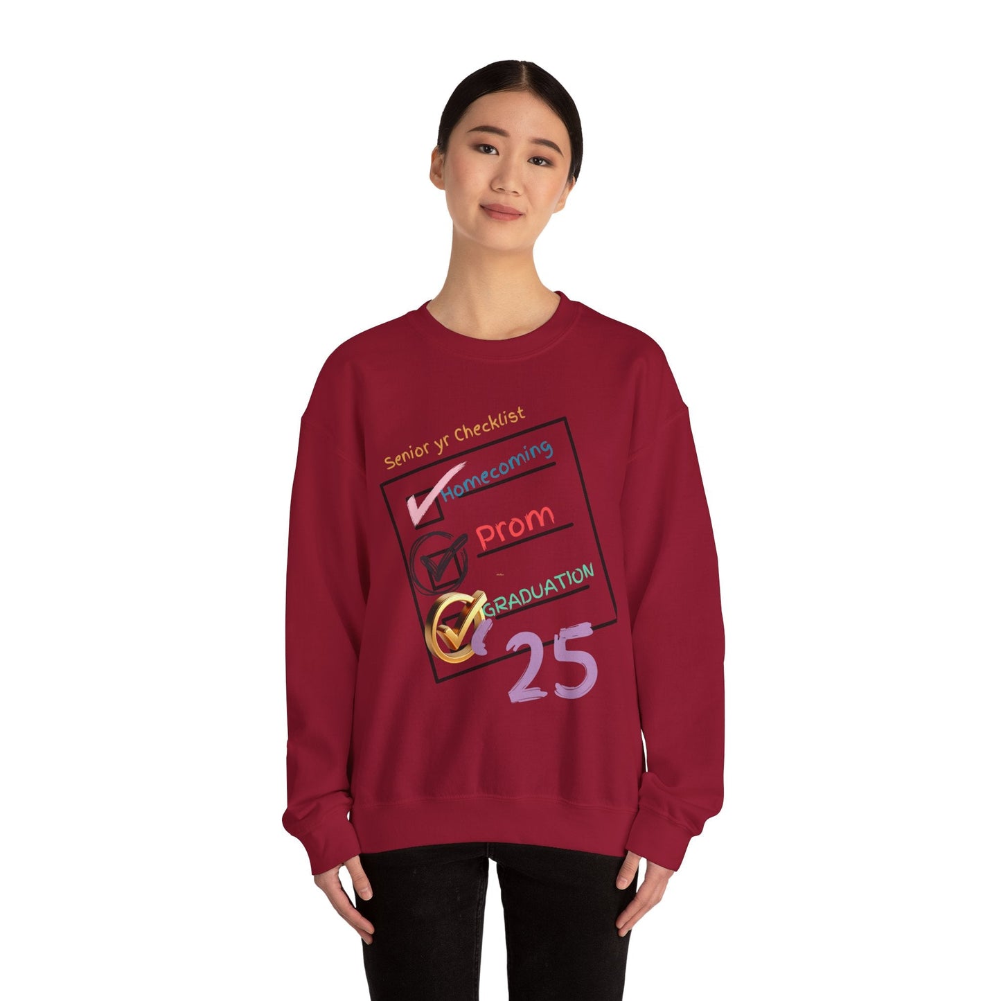 Senior Year Checklist Crewneck Sweatshirt - Perfect for Graduation and Prom Celebrations - Ormond Beach Boutique