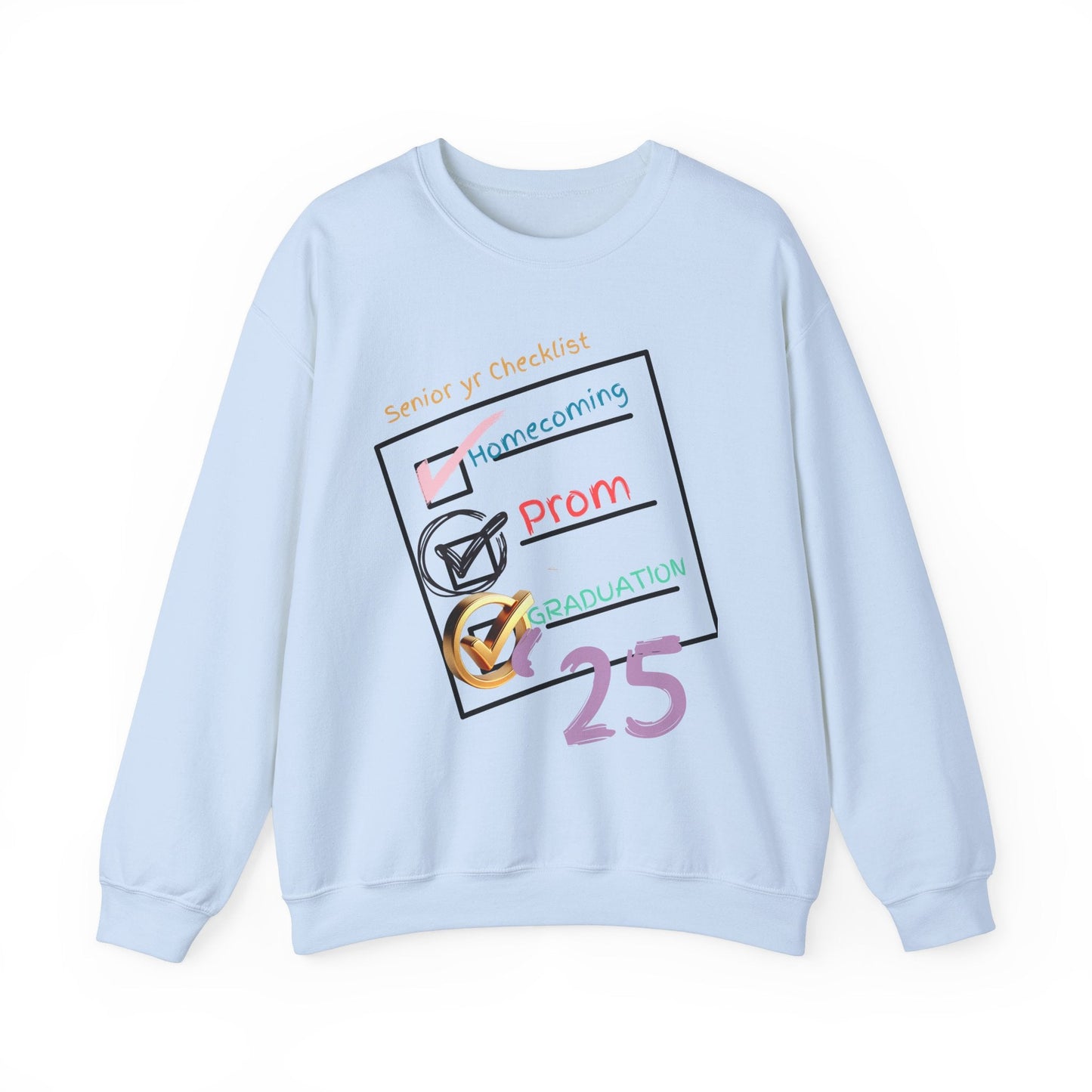 Senior Year Checklist Crewneck Sweatshirt - Perfect for Graduation and Prom Celebrations - Ormond Beach Boutique