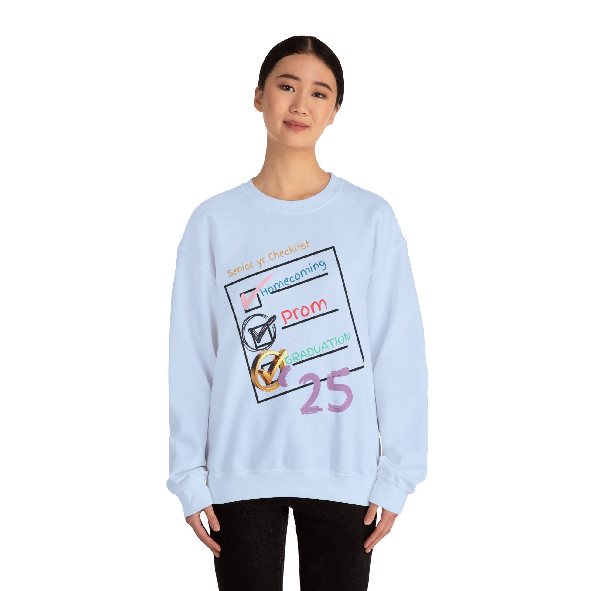 Senior Year Checklist Crewneck Sweatshirt - Perfect for Graduation and Prom Celebrations - Ormond Beach Boutique