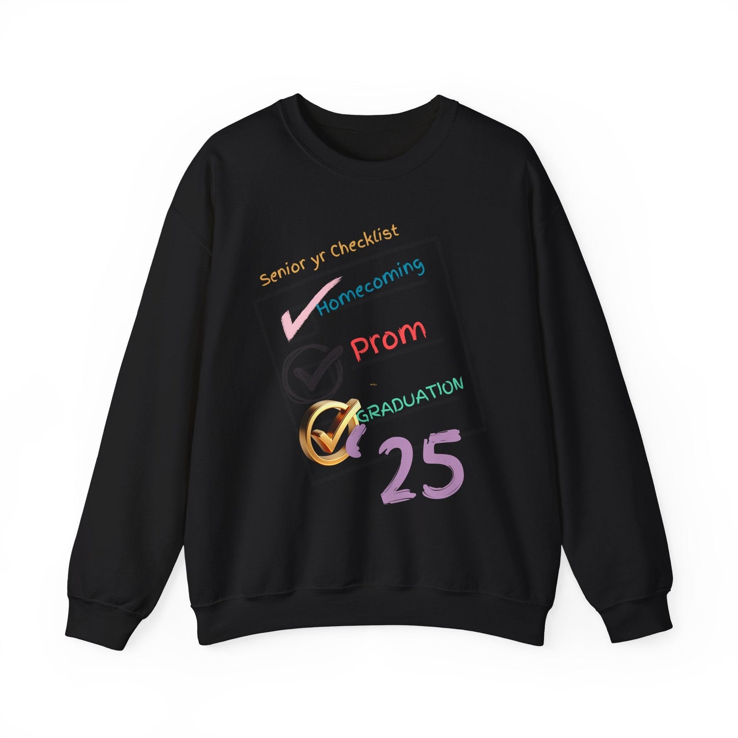 Senior Year Checklist Crewneck Sweatshirt - Perfect for Graduation and Prom Celebrations - Ormond Beach Boutique