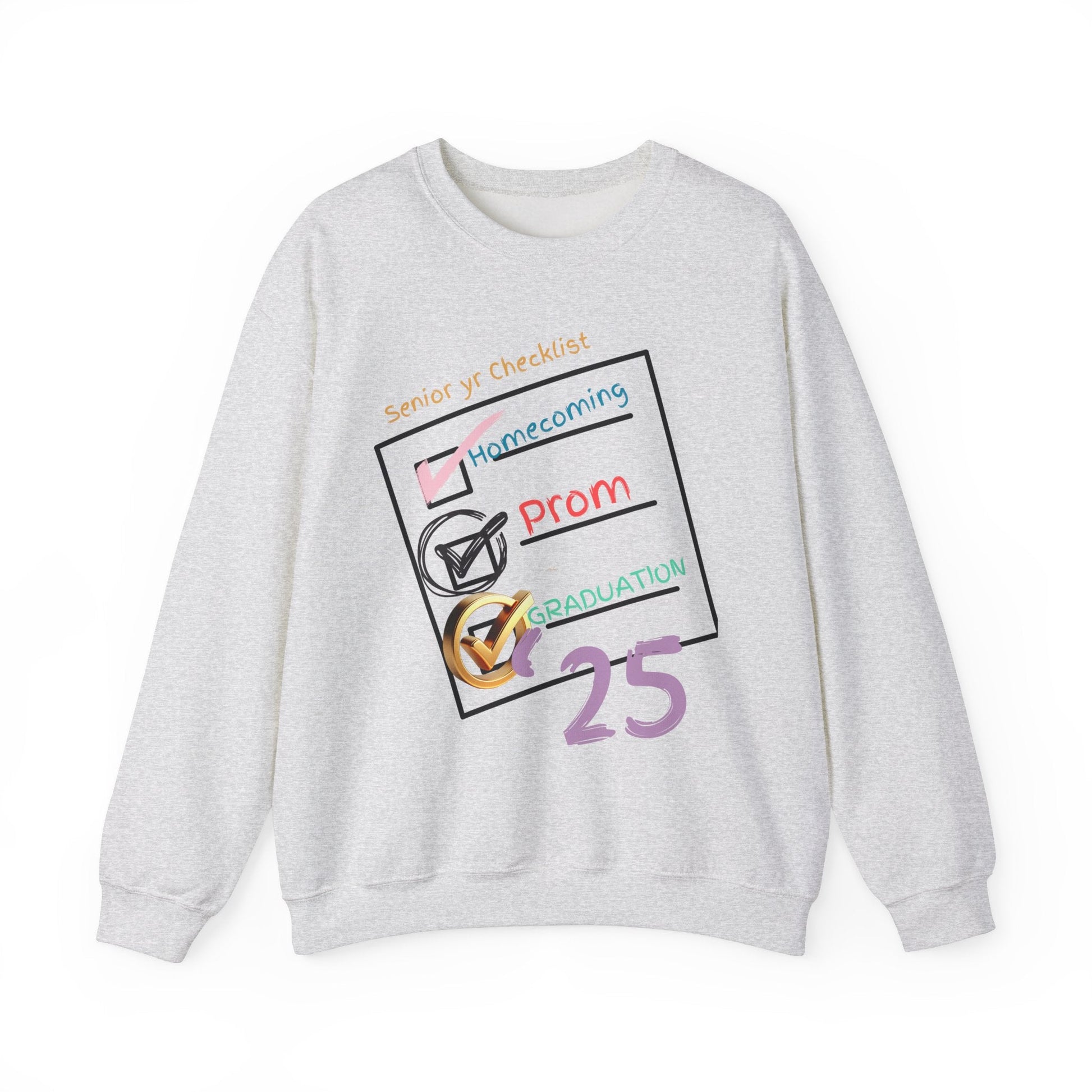 Senior Year Checklist Crewneck Sweatshirt - Perfect for Graduation and Prom Celebrations - Ormond Beach Boutique