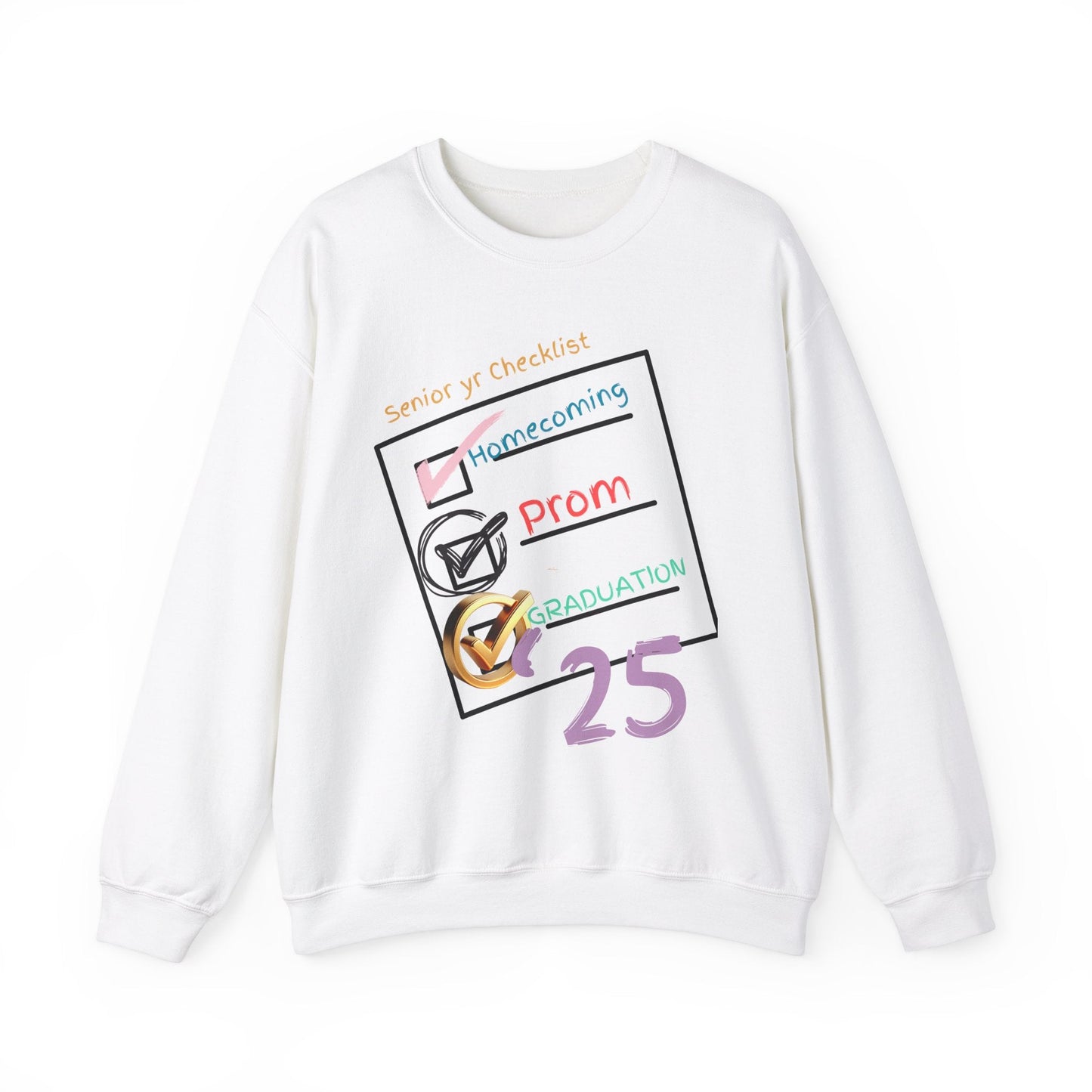 Senior Year Checklist Crewneck Sweatshirt - Perfect for Graduation and Prom Celebrations - Ormond Beach Boutique