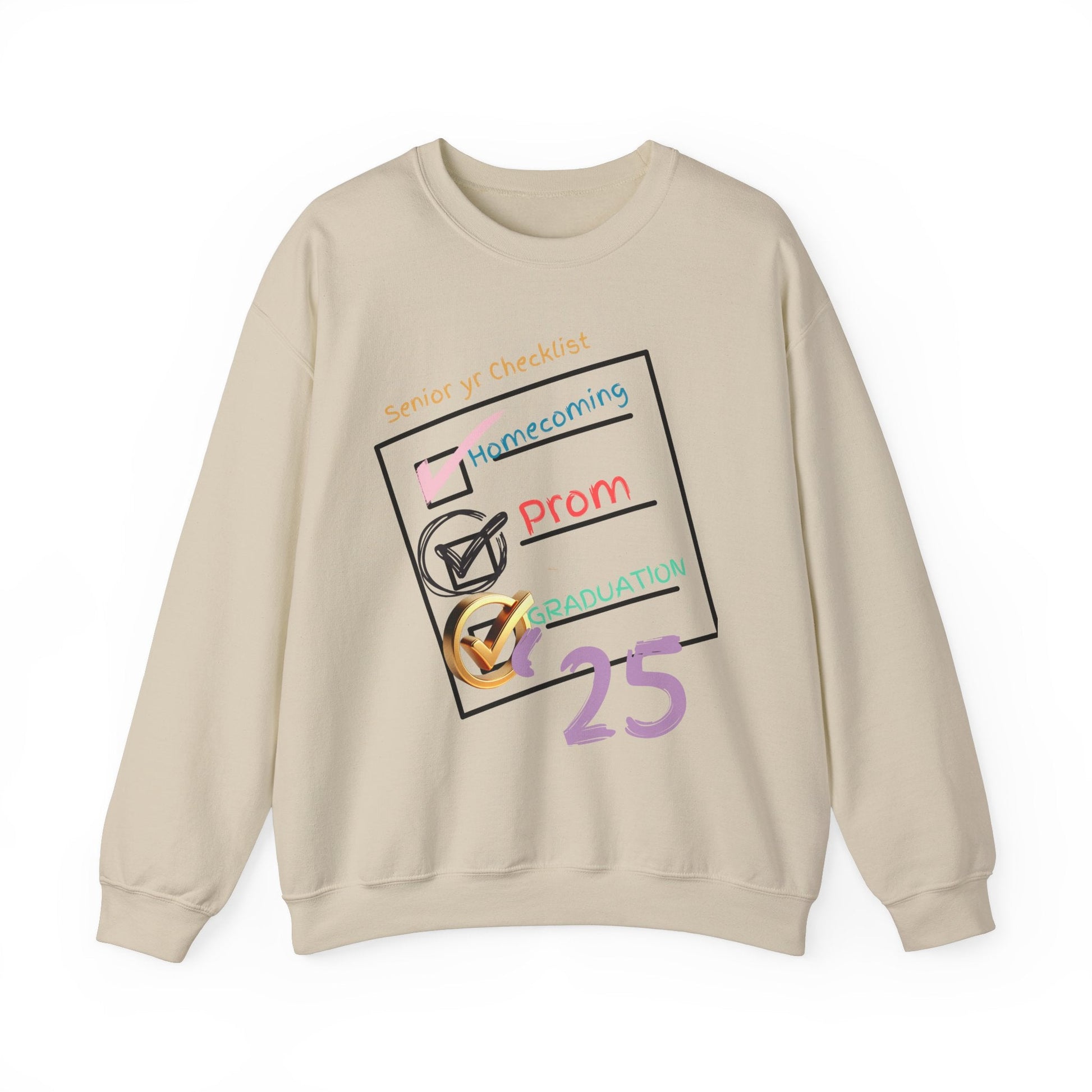 Senior Year Checklist Crewneck Sweatshirt - Perfect for Graduation and Prom Celebrations - Ormond Beach Boutique